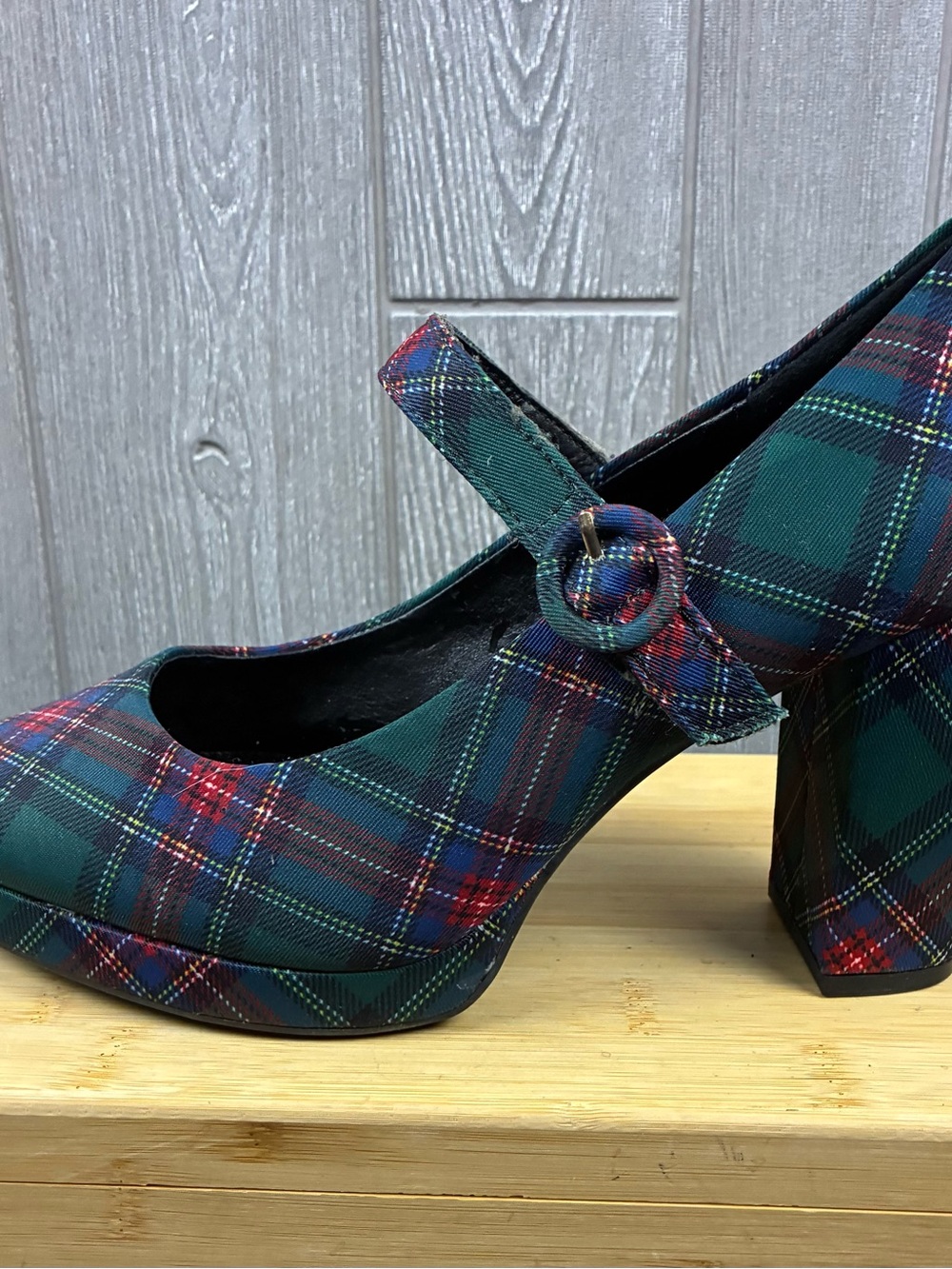 Cato Plaid Mary Jane Platform Heel Women’s Buckle Strap Size 10 Grunge Retro Y2K - Picture 5 of 7